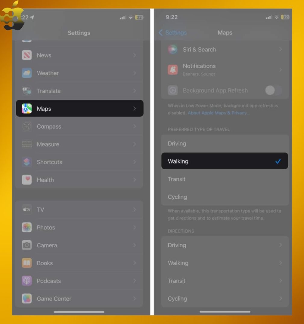 How to Modify Apple Maps' Default Direction Type on iPhone and iPad