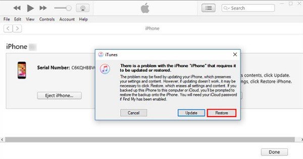 Restore your iPhone once again